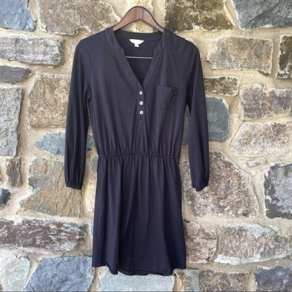 Lilly Pulitzer Black Small Beckett Shirt Dress #85231 Solid Elastic Sleeve